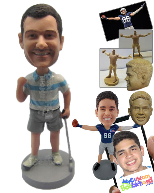 Attractive Male Golfer Delighted After Hitting a Perfect Shot Personalized Bobblehead Attractive Male Golfer Delighted After Hitting a Perfect Shot Personalized Bobblehead